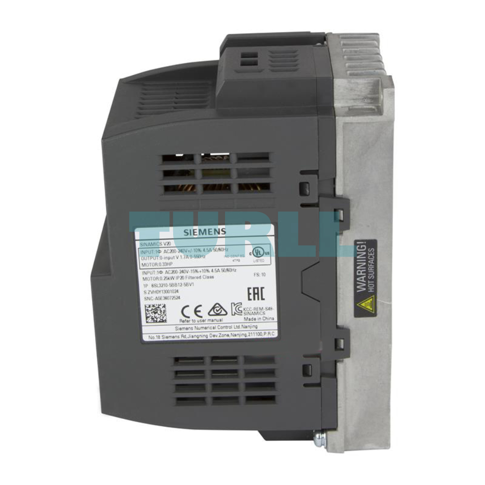 Siemens 6SL3210-5BB12-5BV1 SINAMICS V20, 0.25 kW 1AC Drive, Integrated Filter Original Brand New 3 Siemens 6SL3210-5BB12-5BV1 SINAMICS V20, 0.25 kW 1AC Drive, Integrated Filter