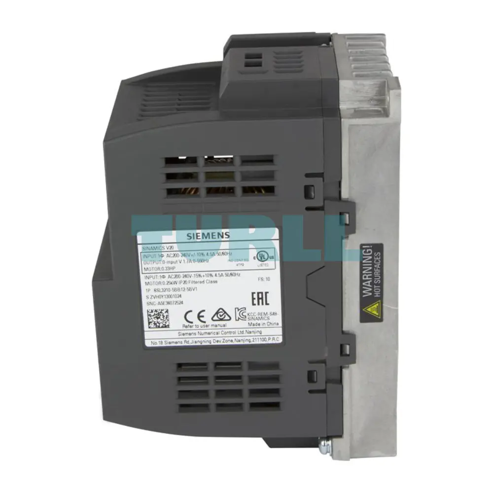 Siemens 6SL3210-5BB12-5BV1 SINAMICS V20, 0.25 kW 1AC Drive, Integrated Filter Original Brand New 3 Siemens 6SL3210-5BB12-5BV1 SINAMICS V20, 0.25 kW 1AC Drive, Integrated Filter