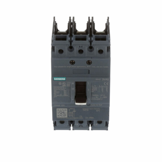 Siemens circuit breaker 3VA5 UL frame 125 breaking capacity class S 25kA @ 480V 3-pole 3VA5112-4ED31-0AA0