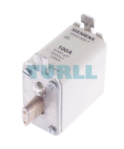 Siemens 3NA3830-7 LV HRC Fuse Element, NH00, 100A, gG, 500V AC