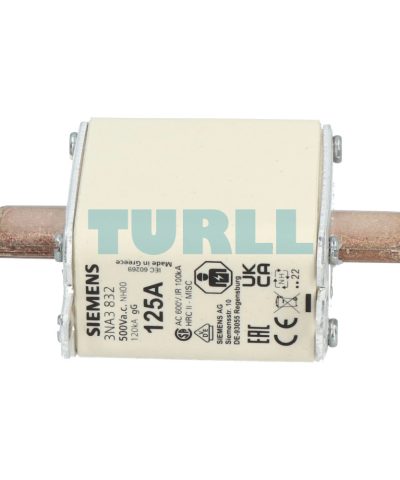 Siemens 3NA3832 LV HRC Fuse Element, NH00, 125A, gG, 500V AC / 250V DC