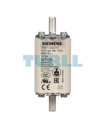 Siemens 3NE1022-0 SITOR Fuse Link NH00, 125A, 690V AC / 250V DC