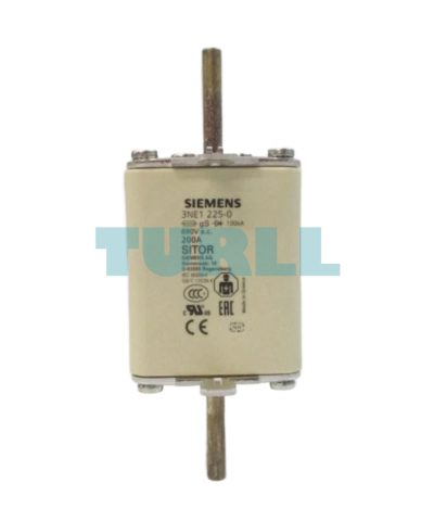 Siemens 3NE1225-0 SITOR Fuse Link with Blade Contacts, NH1, 200A, gS, 690V AC, 250V DC, Front Indicator