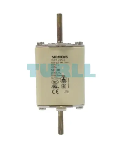 Siemens 3NE1225-0 SITOR Fuse Link with Blade Contacts, NH1, 200A, gS, 690V AC, 250V DC, Front Indicator