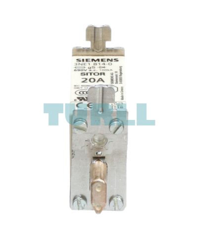 Siemens 3NE1814-0 SITOR Fuse Link NH000, 20A, gS Class, 690V AC / 250V DC