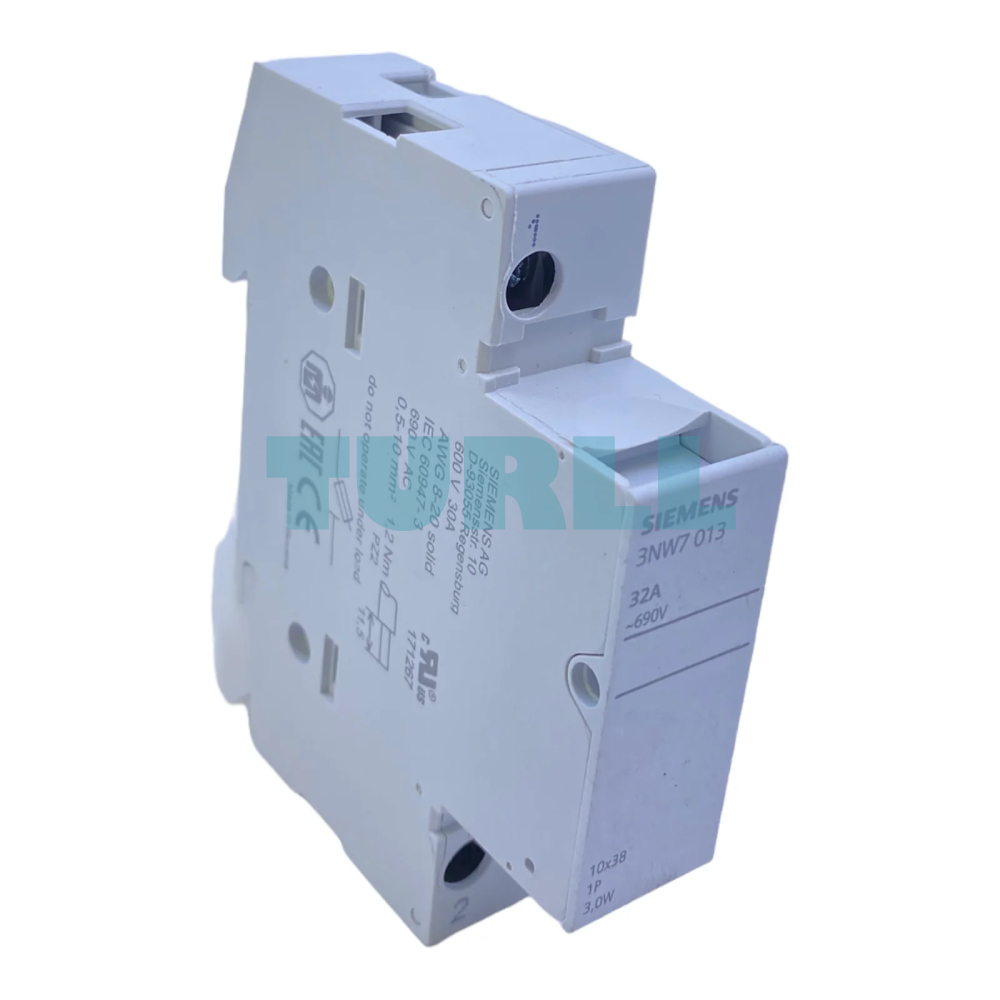 Siemens 3NW7013 SENTRON Cylindrical Fuse Holder, 1-Pole, 10x38mm, 32A, 690V AC Original Brand New 4 Siemens 3NW7013 SENTRON Cylindrical Fuse Holder, 1-Pole, 10x38mm, 32A, 690V AC