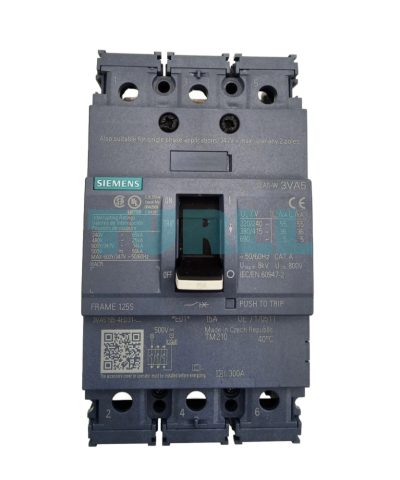 Siemens 3VA5195-4ED31-0AA0 Molded Case Circuit Breaker 3VA5 UL Frame 125, 3-Pole, 15A