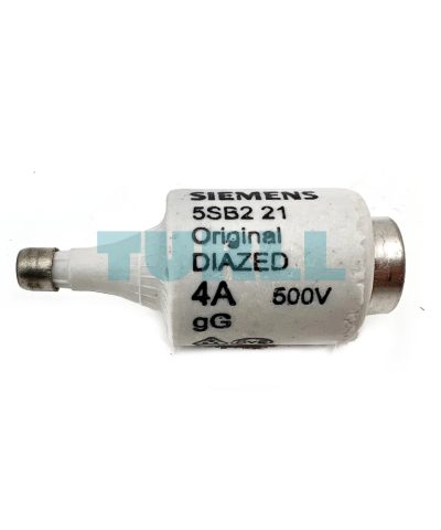 Siemens 5SB221 DIAZED Fuse Link, 500V, 4A, gG Class, Size DII, E27 Base