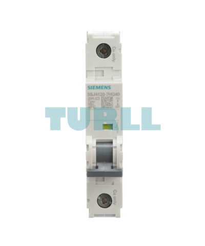 Siemens 5SJ4120-7HG40 Miniature Circuit Breaker 1-Pole, 20A, 240V, 14kA, C-Trip