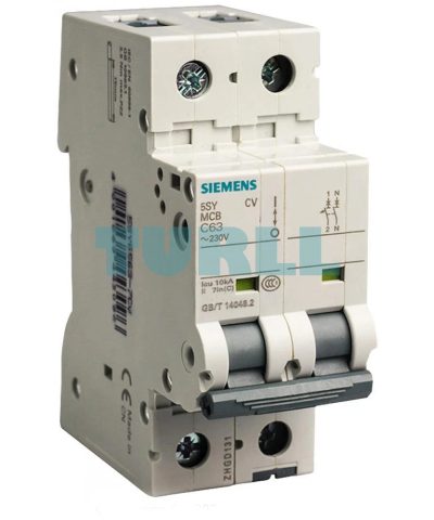 Siemens 5SY4203-8 Miniature Circuit Breaker 2-Pole 3A, 400V, 10kA, Type
