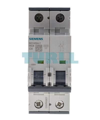 Siemens 5SY4204-7 Miniature Circuit Breaker 2-Pole, 4A, C-Curve, 10kA, 400V