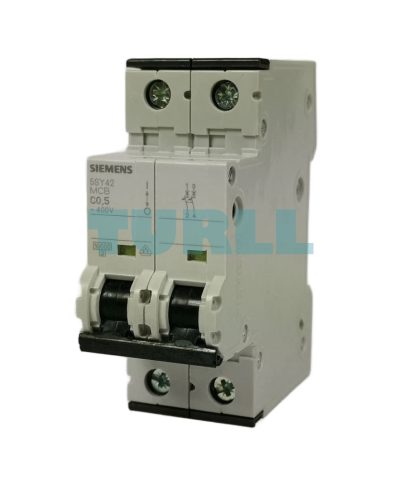 Siemens 5SY4205-7 Miniature Circuit Breaker 400V, 10kA, 2-Pole, Type C, 0.5A