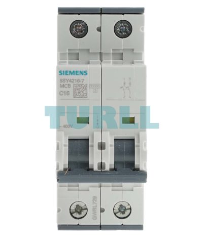 Siemens 5SY4216-7 Miniature Circuit Breaker 2-Pole, 16A, 400V, C Curve, 10kA