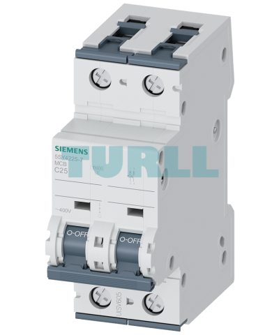 Siemens 5SY4225-7 Miniature Circuit Breaker 2-Pole, 25A, Type C, 10kA, 400V