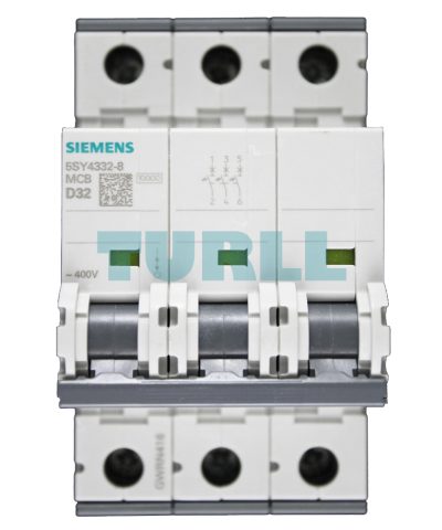 Siemens 5SY4332-8 Miniature Circuit Breaker 400V 10kA, 3-Pole, 32A, D Type (70mm)