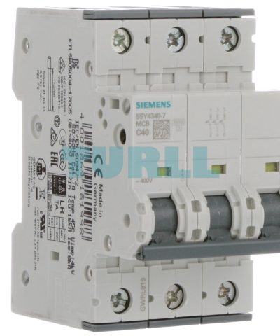 Siemens 5SY4340-7 Miniature Circuit Breaker 3-Pole, 40A, C-Typ,e 400V, 10kA