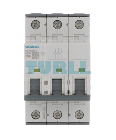 Siemens 5SY4350-7 Miniature Circuit Breaker 3-Pole, C-Curve, 50A, 10kA, 400V