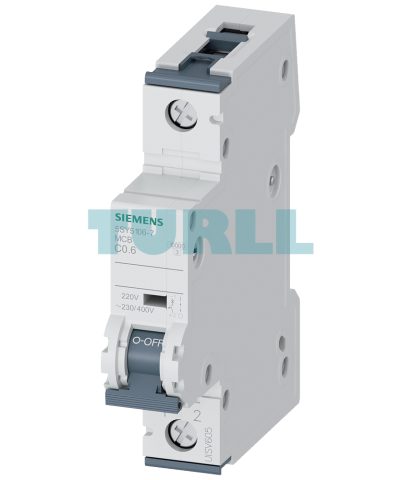 Siemens 5SY5106-7 Miniature Circuit Breaker 1-Pole, 6A, Type C, 220V DC / 400V AC