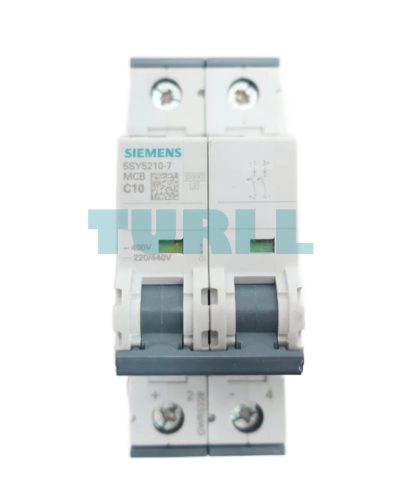 Siemens 5SY5210-7 Universal Circuit Breaker 2-Pole, 10A, C-Characteristic, 440V DC / 400V AC, 10kA