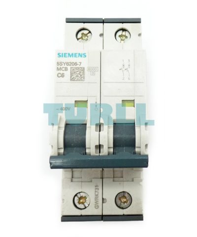 Siemens 5SY6206-7 Miniature Circuit Breaker 400V 6kA, 2-Pole, C-curve, 6A, D=70mm
