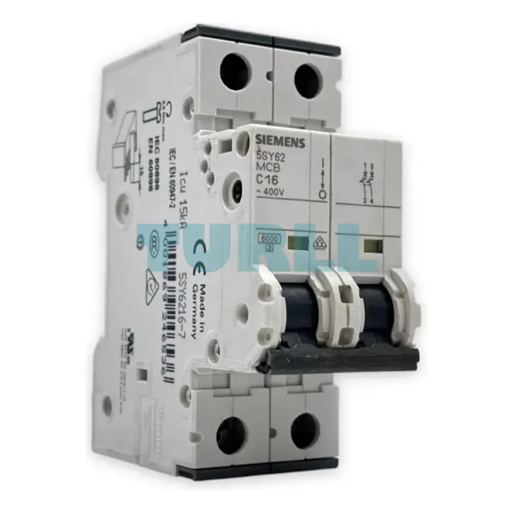 Siemens 5SY6216-7 Miniature Circuit Breaker 2-Pole, C Curve, 16A, 6kA, 400V