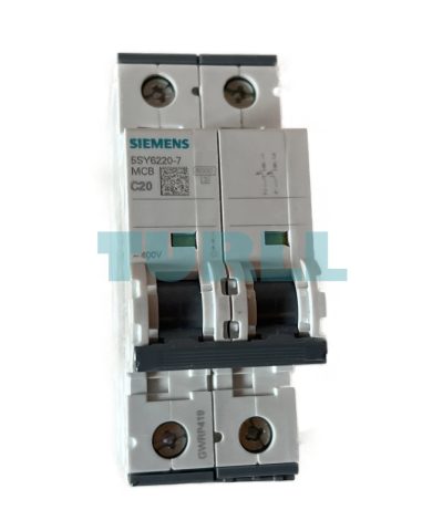 Siemens 5SY6220-7 Miniature Circuit Breaker 2-Pole, 20A, Type C, 6kA