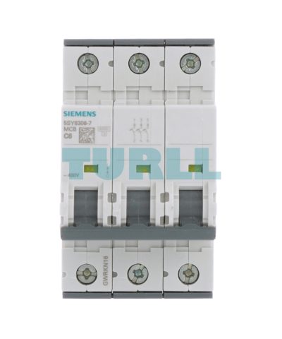 Siemens 5SY6306-7 Miniature Circuit Breaker 3-Pole, 6A, Type C, 6kA