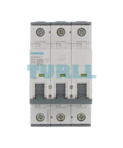 Siemens 5SY6310-7 Miniature Circuit Breaker 3-Pole, 10A, 400V, 6kA, C-Characteristic