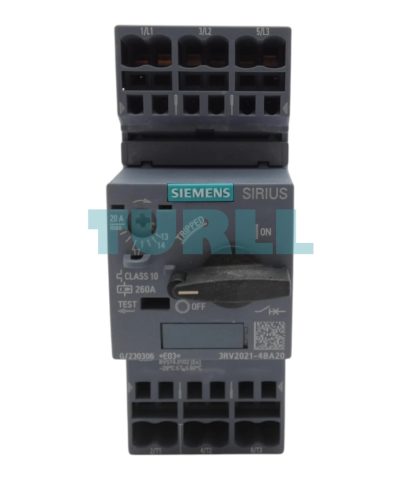 Siemens 3RV2021-4BA20 SIRIUS Circuit Breaker, Size S0 Motor Protector, 13-20A, Spring Terminal