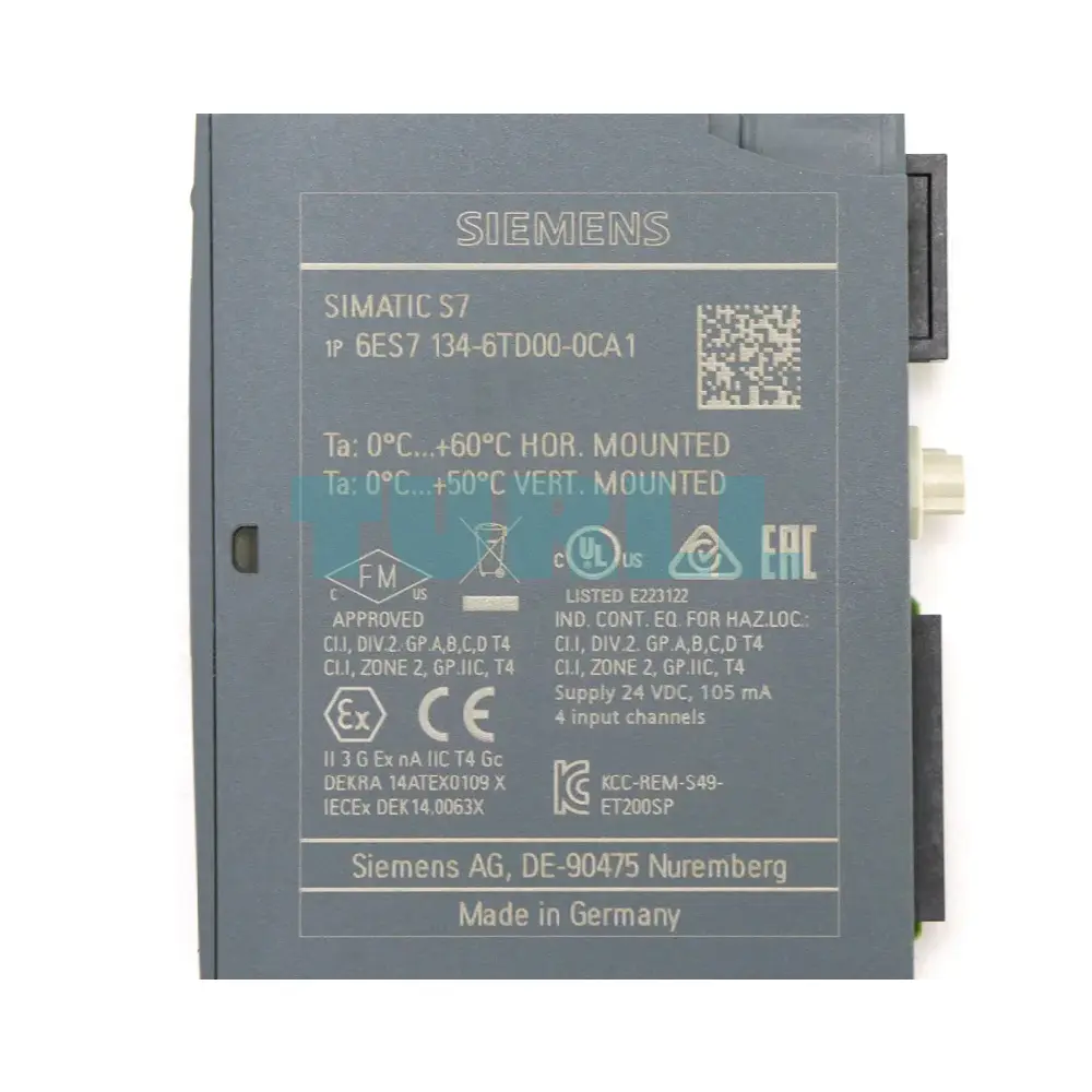 Siemens 6ES7134-6TD00-0CA1 SIMATIC ET 200SP Analog Input Module, AI 4xI 2-wire HART High Feature