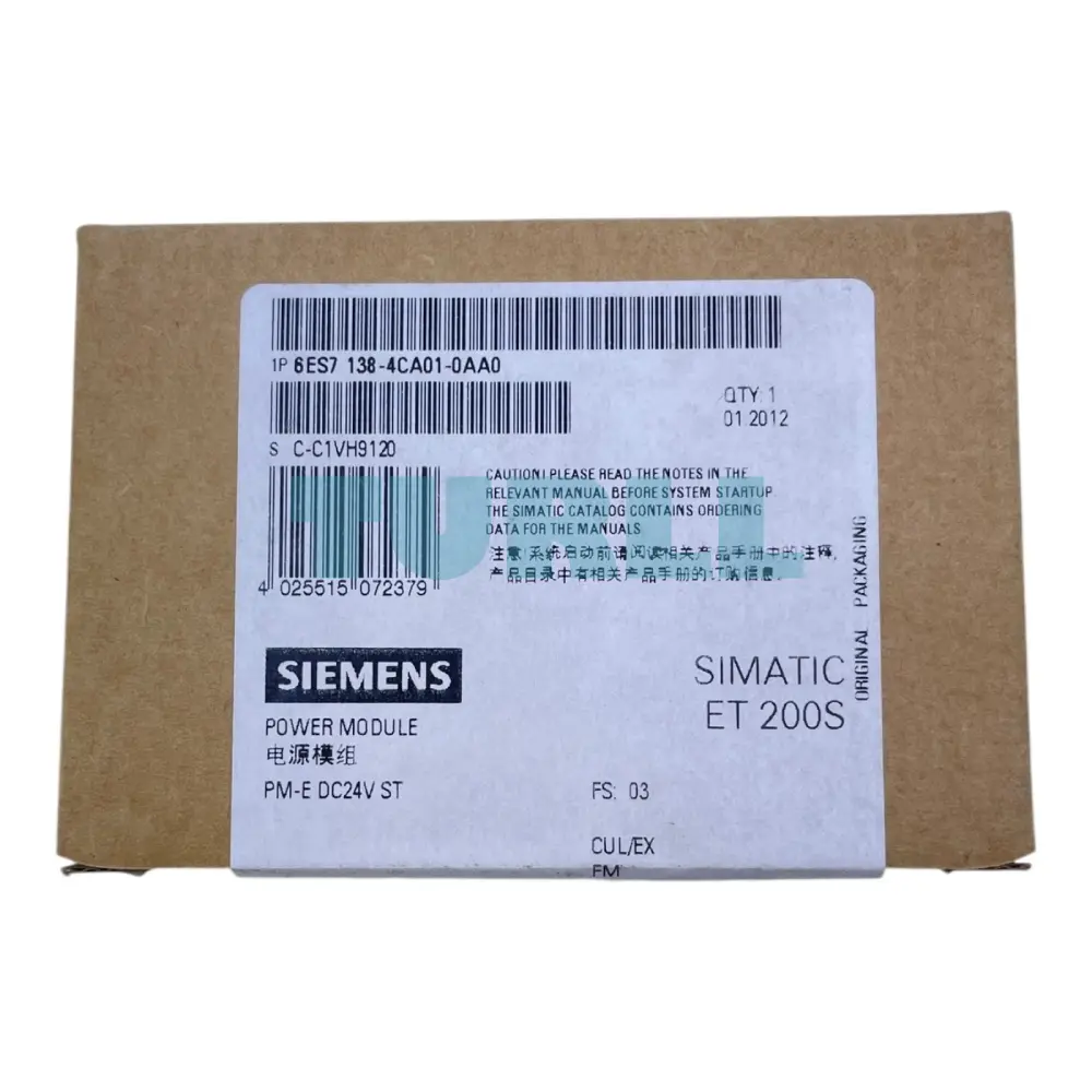 Siemens 6ES7138-4CA01-0AA0 SIMATIC DP PM-E Power Module for ET 200S, 24V DC with Diagnostics