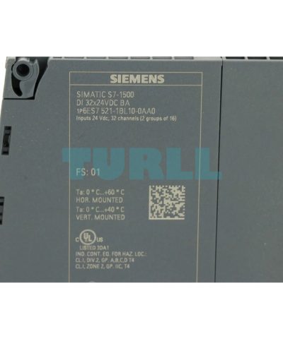 Siemens 6ES7521-1BL10-0AA0 SIMATIC S7-1500 Digital Input Module, DI 32x24V DC BA