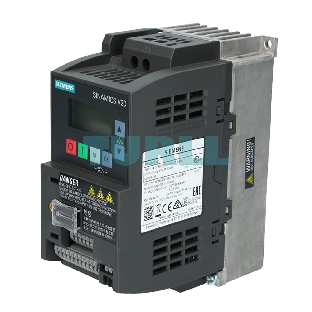 Siemens 6SL3210-5BB17-5UV1 SINAMICS V20 Variable Frequency Drive 0.75 kW (1.0 HP), 200-240V 1AC Original Brand New 3 Siemens 6SL3210-5BB17-5UV1 SINAMICS V20 Variable Frequency Drive 0.75 kW (1.0 HP), 200-240V 1AC