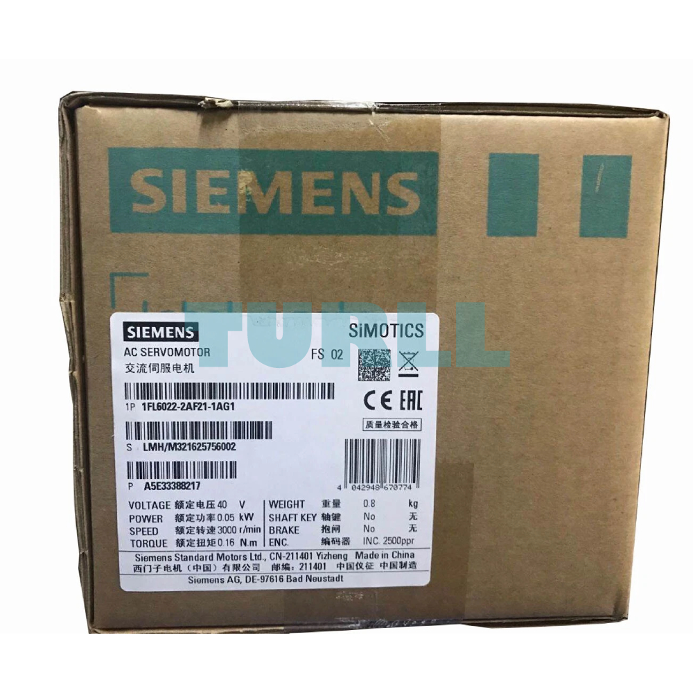 Siemens 1FL6022-2AF21-1AG1 SIMOTICS S-1FL6 Servomotor, 0.05 kW, 3000 rpm Original Brand New 2 Siemens 1FL6022-2AF21-1AG1 SIMOTICS S-1FL6 Servomotor, 0.05 kW, 3000 rpm