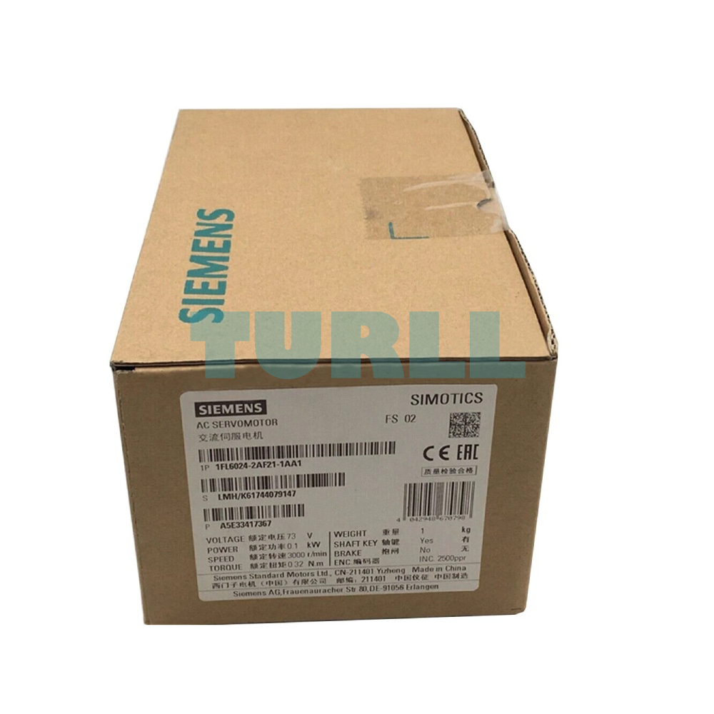 Siemens 1FL6024-2AF21-1AA1 SIMOTICS S-1FL6 Servo Motor 0.1 kW, 3000 rpm, IP65 Original Brand New 5 Siemens 1FL6024-2AF21-1AA1 SIMOTICS S-1FL6 Servo Motor 0.1 kW, 3000 rpm, IP65