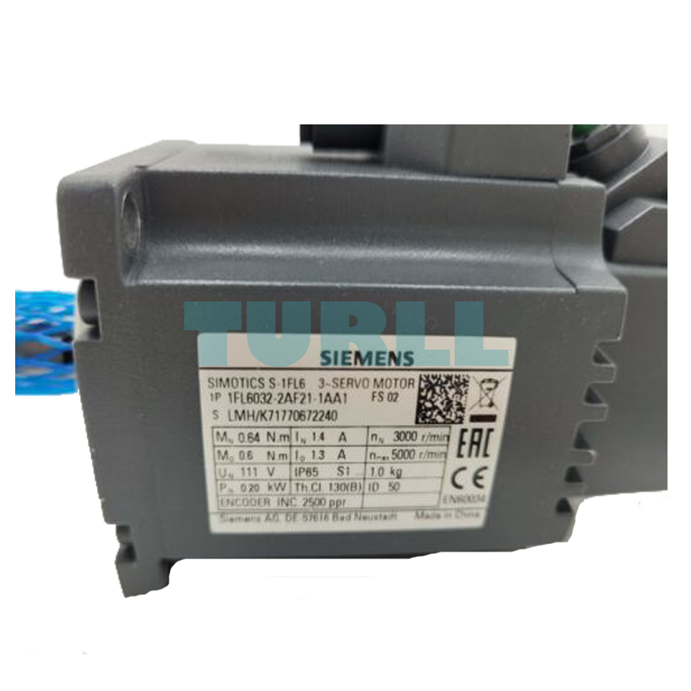 Siemens 1FL6032-2AF21-1AA1 SIMOTICS S-1FL6 Servo Motor, 0.2 kW, 3000 rpm, IP65 Original Brand New 4 Siemens 1FL6032-2AF21-1AA1 SIMOTICS S-1FL6 Servo Motor, 0.2 kW, 3000 rpm, IP65