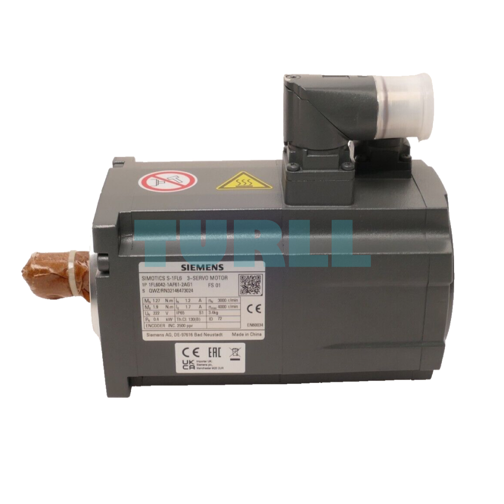 Siemens 1FL6042-1AF61-2AG1 SIMOTICS S-1FL6 Servo Motor 0.4 kW, 400V, 3000 RPM, IP65 Original Brand New 4 Siemens 1FL6042-1AF61-2AG1 SIMOTICS S-1FL6 Servo Motor 0.4 kW, 400V, 3000 RPM, IP65