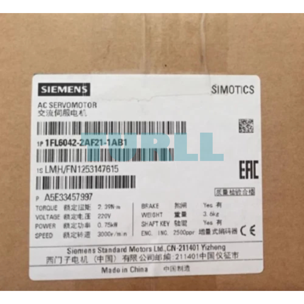 Siemens 1FL6042-2AF21-1AB1 SIMOTICS S-1FL6 High Inertia Servo Motor, 0.75kW, 3000rpm Original Brand New 5 Siemens 1FL6042-2AF21-1AB1 SIMOTICS S-1FL6 High Inertia Servo Motor, 0.75kW, 3000rpm
