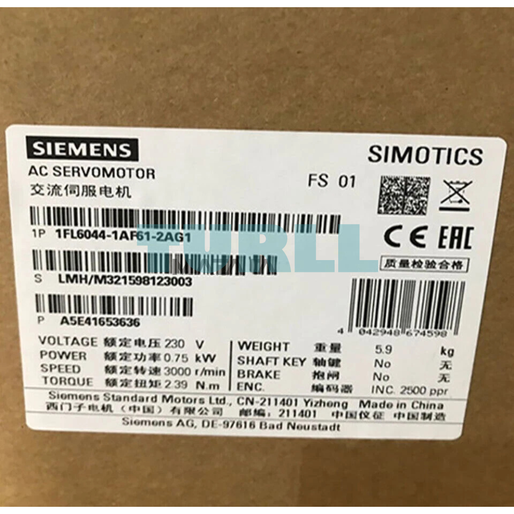 Siemens 1FL6044-1AF61-2AG1 SIMOTICS S-1FL6 High Inertia Servo Motor, 0.75kW, 3000 RPM Original Brand New 4 Siemens 1FL6044-1AF61-2AG1 SIMOTICS S-1FL6 High Inertia Servo Motor, 0.75kW, 3000 RPM