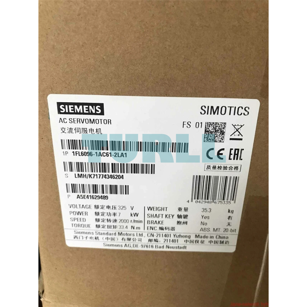 Siemens 1FL6096-1AC61-2LA1 SIMOTICS S-1FL6 Servo Motor 7 kW, 400V, 2000 RPM Original Brand New 2 Siemens 1FL6096-1AC61-2LA1 SIMOTICS S-1FL6 Servo Motor 7 kW, 400V, 2000 RPM