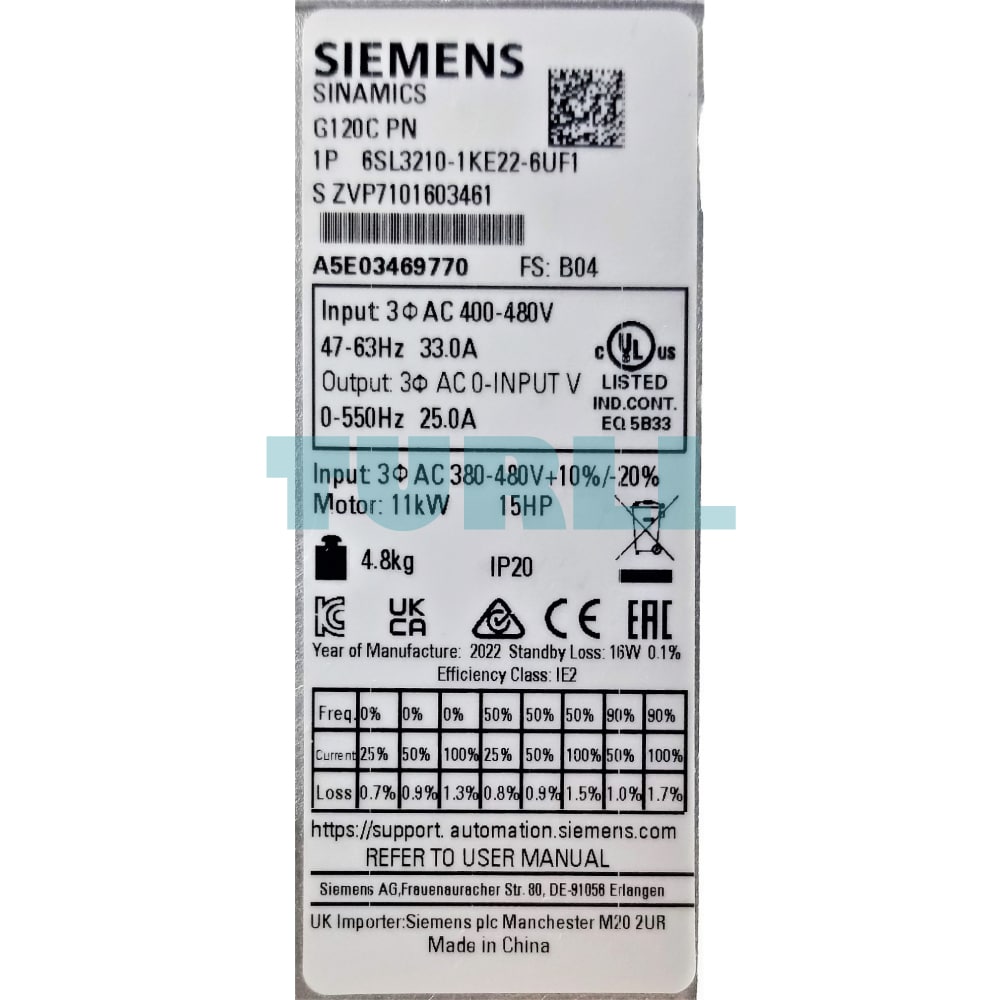 6SL3210-1KE22-6UF1 Siemens SINAMICS G120C Original Brand New 3 6SL3210-1KE22-6UF1 SINAMICS G120C
