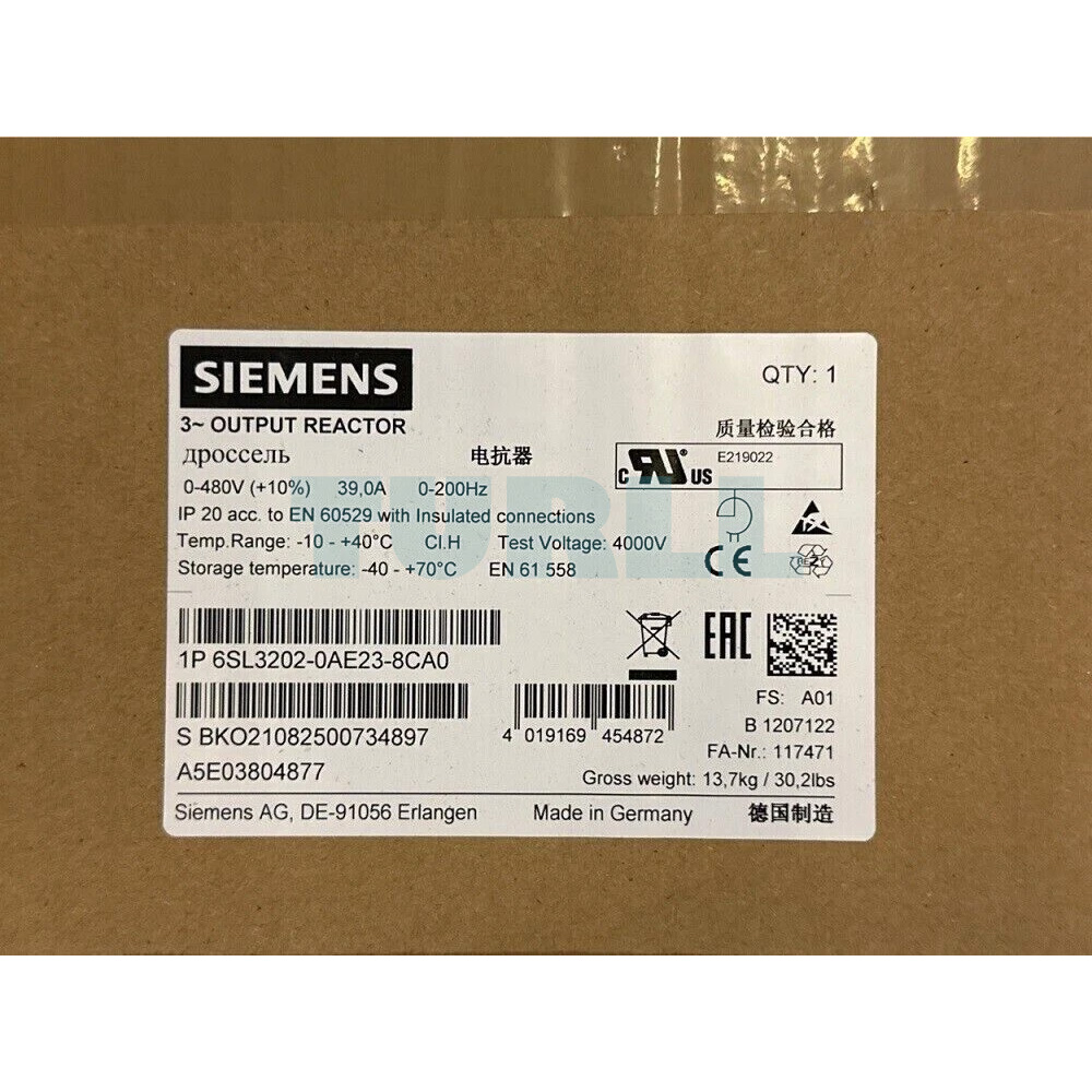 6SL3202-0AE23-8CA0 SIEMENS Exclusive Output Reactor Original Brand New 3 6SL3202-0AE23-8CA0 SIEMENS output reactor original brand new
