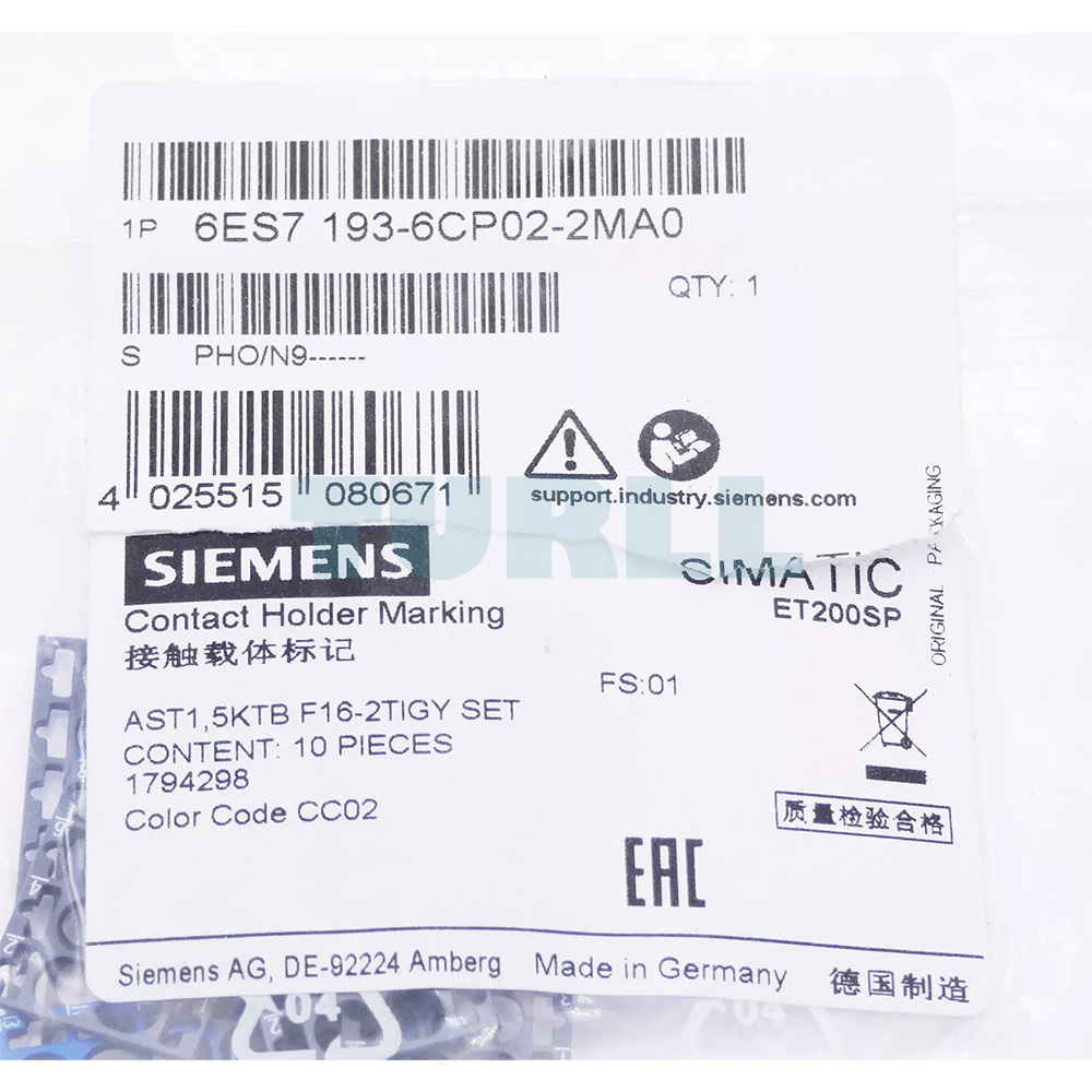 6ES7193-6CP02-2MA0 Siemens SIMATIC ET 200SP Color-Coded Labels Original Brand New 3 6ES7193-6CP02-2MA0 Siemens SIMATIC ET 200SP Color-Coded Labels