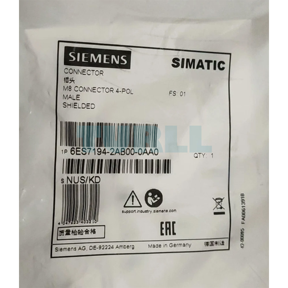 6ES7194-2AB00-0AA0 SIEMENS Exclusive M8 ET Connector Original Brand New 3 6ES7194-2AB00-0AA0 Siemens M8 ET connection connector