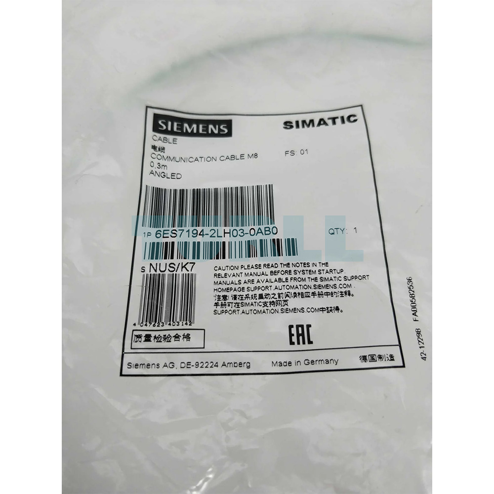 6ES7194-2LH03-0AB0 SIEMENS Exclusive Bus Cable Angled M8 Original Brand New 2 6ES7194-2LH03-0AB0 Siemens angled M8 bus cable 0.3m