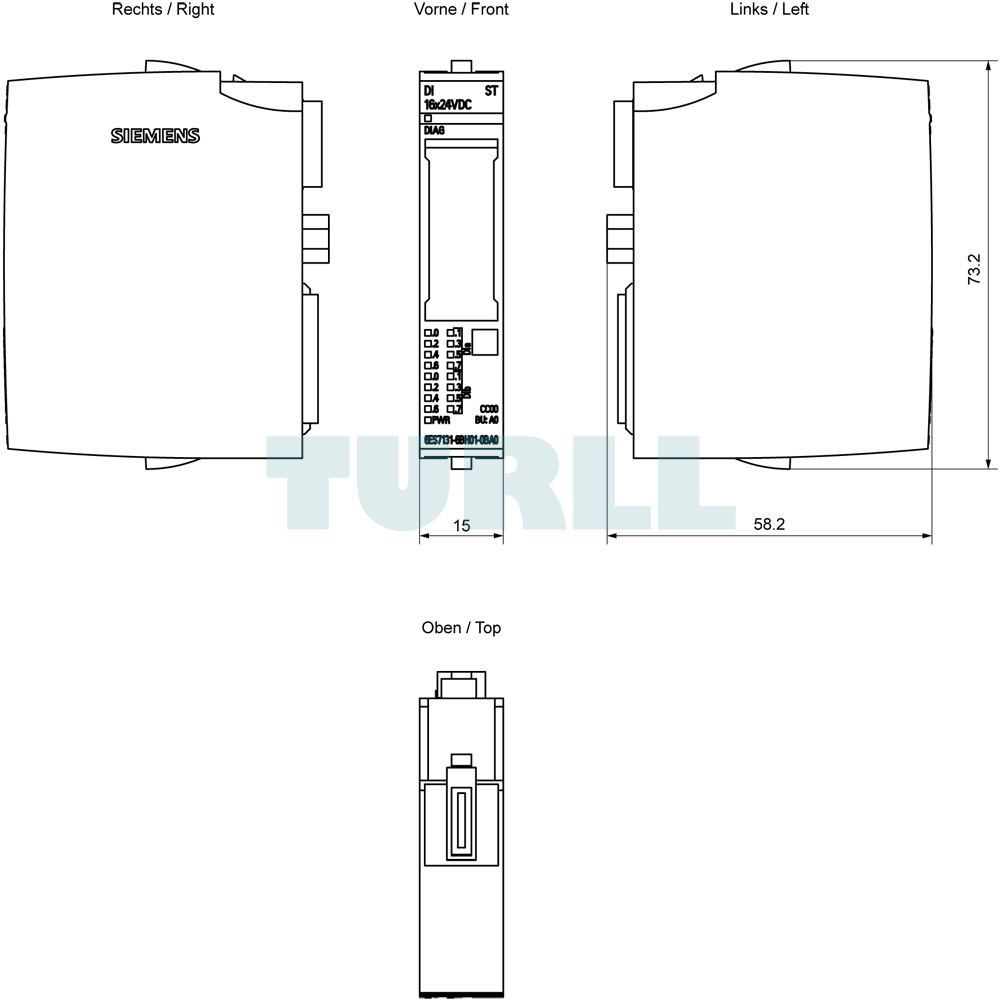 Siemens 6ES7131-6BH01-0BA0 SIMATIC ET 200SP, Digital Input Module, 16x24V DC Original Brand New 6 Siemens 6ES7131-6BH01-0BA0 SIMATIC ET 200SP, Digital Input Module, 16x24V DC