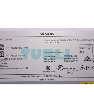 6AV7241-5BB17-0FA0 Siemens SIMATIC IPC 477E 15" Touch