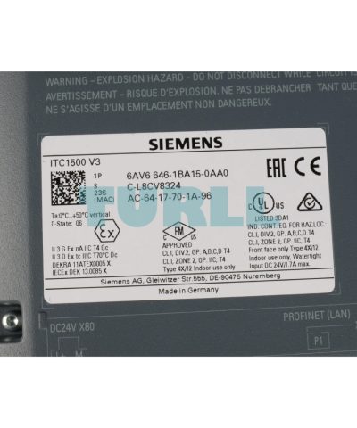 6AV6646-1BA15-0AA0 Siemens SIMATIC ITC1500 V3 Industrial Thin Client
