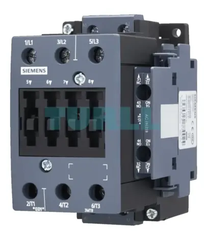 Siemens 3MT8050-1AM03 Contactor AC-3, 50A/22kW, 400V, 3-Pole, S2 Size 220 VAC Coil, Screw Terminal
