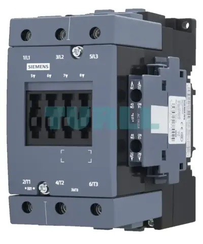 Siemens 3MT8095-1AN24 Contactor AC-3, 95A/45kW, 400V, 220 VAC, 50/60 Hz, 3-Pole, Size S3, Screw Terminal